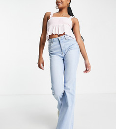 Голубые расклешенные джинсы Bershka Petite-Голубой