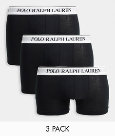 Набор из 3 боксеров-брифов с белым контрастным поясом Polo Ralph Lauren-Черный