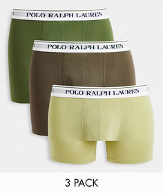 Набор из 3 боксеров-брифов зеленого цвета с фирменным поясом Polo Ralph Lauren-Зеленый цвет