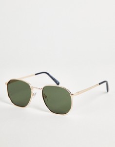 Золотистые солнцезащитные очки в круглой оправе с тиснением River Island-Золотистый