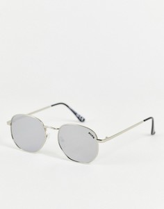 Солнцезащитные очки в круглой серебристой оправе с зеркальными стеклами River Island-Серебристый