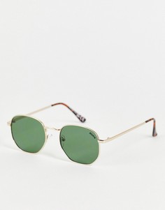 Круглые солнцезащитные очки с круглыми линзами в золотистой оправе River Island-Золотистый