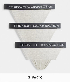 Набор из 3 трусов танга серого и чернильного меланжевого цвета French Connection-Серый