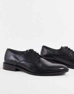 Черные туфли дерби из натуральной кожи Topman Morecombe-Черный