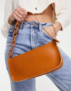 Светло-коричневая сумка на плечо в стиле 90-х с ремешком-цепочкой Claudia Canova-Коричневый цвет
