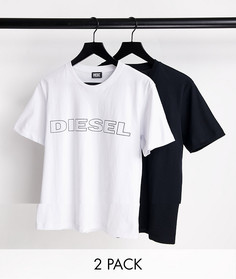 Набор из 2 футболок черного/белого цвета с логотипом на груди Diesel Jake-Разноцветный
