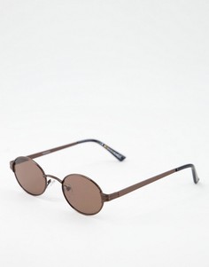 Солнцезащитные очки в овальной коричневой оправе с коричневыми стеклами в стиле 90-х ASOS DESIGN-Коричневый цвет