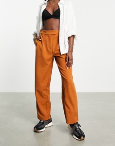 Коричневые строгие брюки в винтажном стиле Y.A.S-Коричневый цвет
