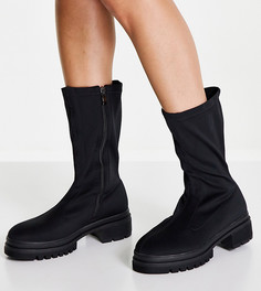 Черные ботинки с эластичным голенищем из лайкры для широкой стопы Simmi London-Черный