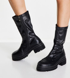 Черные ботинки с эластичным голенищем для широкой стопы Simmi London-Черный