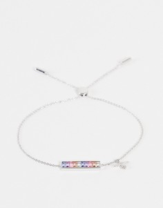 Серебристый браслет-цепочка с разноцветными кристаллами и подвеской в виде пчелы Olivia Burton