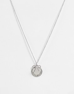 Серебристое ожерелье с монеткой и бантиком в винтажном стиле Olivia Burton-Серебристый