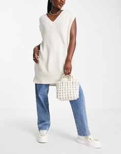 Вязаная майка с V-образным вырезом Topshop-Белый