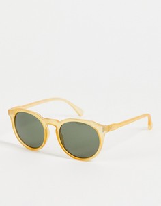 Круглые солнцезащитные очки в желтой оправе в стиле ретро с линзами винтажного зеленого оттенка ASOS DESIGN-Желтый