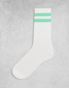 Носки с полосками мятно-зеленого цвета Topman-Белый