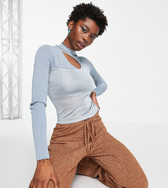 Синий трикотажный топ с вырезом и перекрестной отделкой COLLUSION-Голубой