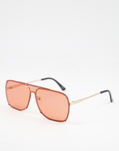 Солнцезащитные очки-авиаторы в золотистой оправе с линзами оранжевого цвета ASOS DESIGN-Золотистый