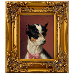 Репродукция картины «портрет собаки с розовым бантиком» (object desire) розовый