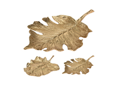 Тарелка декоративная лист цвет золото (garda decor) золотой 34x6x24 см.