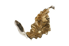 Тарелка декоративная лист золото/хром (garda decor) золотой 36x46x24 см.