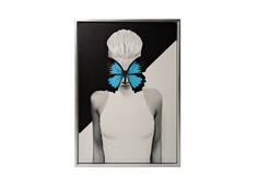 Постер девушка с бабочкой (garda decor) серебристый 70x100 см.
