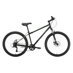 Велосипед STARK Respect D Microshift Steel (2022), горный (взрослый), рама 16", колеса 26", черный/зеленый, 15.9кг [hq-0005302]