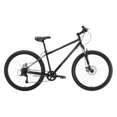 Велосипед STARK Respect D Microshift Steel (2022), горный (взрослый), рама 18", колеса 26", черный/зеленый, 15.9кг [hq-0005303]