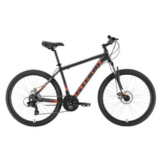 Велосипед STARK Indy 26.1 D (2021), горный (взрослый), рама 18", колеса 26", черный/оранжевый, 15.6кг [hd00000039]