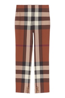 Шерстяные клетчатые брюки коричневого цвета Burberry