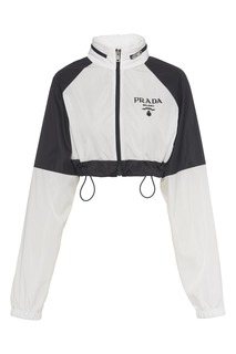 Черно-белая укороченная ветровка Prada