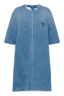 Синее платье оверсайз из денима Prada