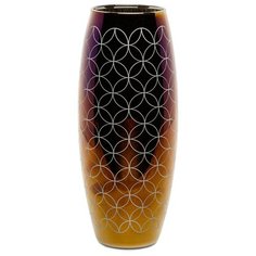 Ваза стеклянная GLASSSTAR коричневая фуксия с рисунком 10x26 см Без бренда