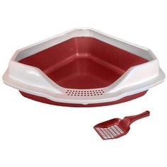Туалет для кошек угловой HOMECAT бордовый 56х42х17 см
