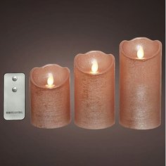 Украшение свеча LED 3 шт розовые 15 см Без бренда