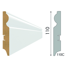 Плинтусы на основе МДФ плинтус МДФ STELLA 110C 2000х110х16мм белый под покраску