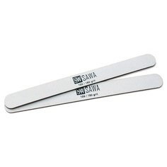 SAWA, Пилочка для ногтей на деревянной основе «Длинная», 1,5 мм, 100/180 грит, белая