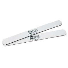 SAWA, Пилочка для ногтей на деревянной основе «Длинная», 1,5 мм,180/240 грит, белая