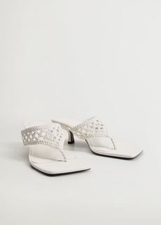 Плетеные босоножки на каблуке - Knit Mango
