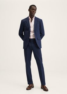 Костюмная рубашка slim fit из хлопка - Lakecity Mango