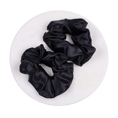 Резинки широкие из натурального шёлка, цвет глубокий черный Ayris Silk