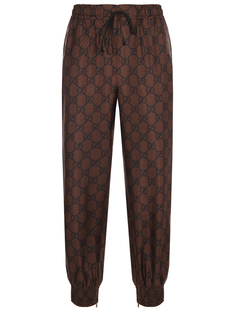 Джоггеры шелковые с принтом GG Supreme Gucci