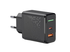 Зарядное устройство Krutoff CH-08 USB-C - USB-A Black 03733