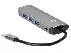 Хаб USB Vcom Type-C - 4xUSB 3.0 + PD Aluminum Shell CU4383