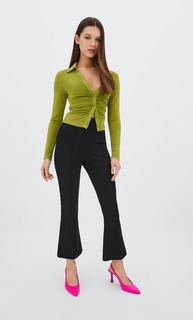Stradivarius Укороченные Брюки Клеш Черный Xs