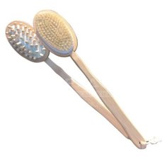 Щетка-массажер дерево, 42 см, двусторонняя, с ручкой, York, 015110