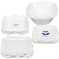 Сервиз столовый стекло, 19 предметов, на 6 персон, Luminarc, Authentic White, Е6197