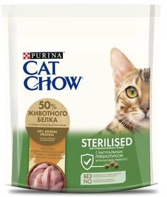 Сухой корм Cat Chow для стерилизованных кошек, с домашней птицей и индейкой, 400гр