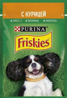 Влажный корм Friskies для взрослых собак, кусочки с курицей в подливе, 85гр
