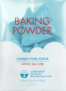 Скраб Etude House Crunch Pore Scrub-Baking Powder 2-в-1 глубоко очищающий и охлаждающий, с содой, 24х7гр