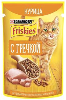 Влажный корм Friskies для взрослых кошек, с курицей и гречкой в подливе, 75гр